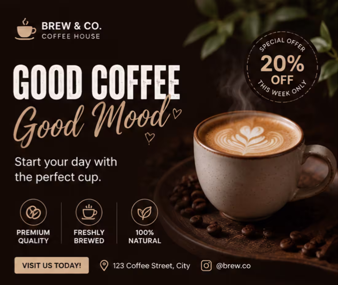 Cover image for Title: Coffee Shop Promotion
Created a