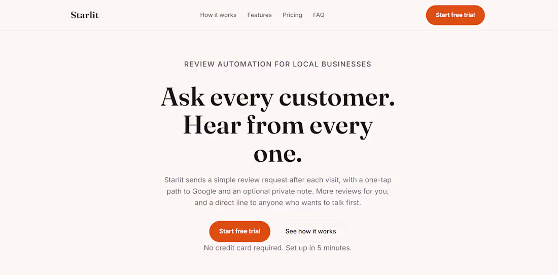 Cover image for Starlit is a landing page