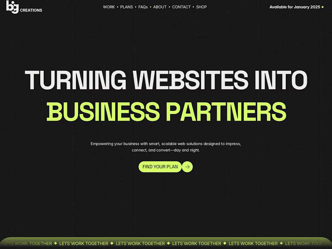 Cover image for BIG Creations Landing Page Design and Development