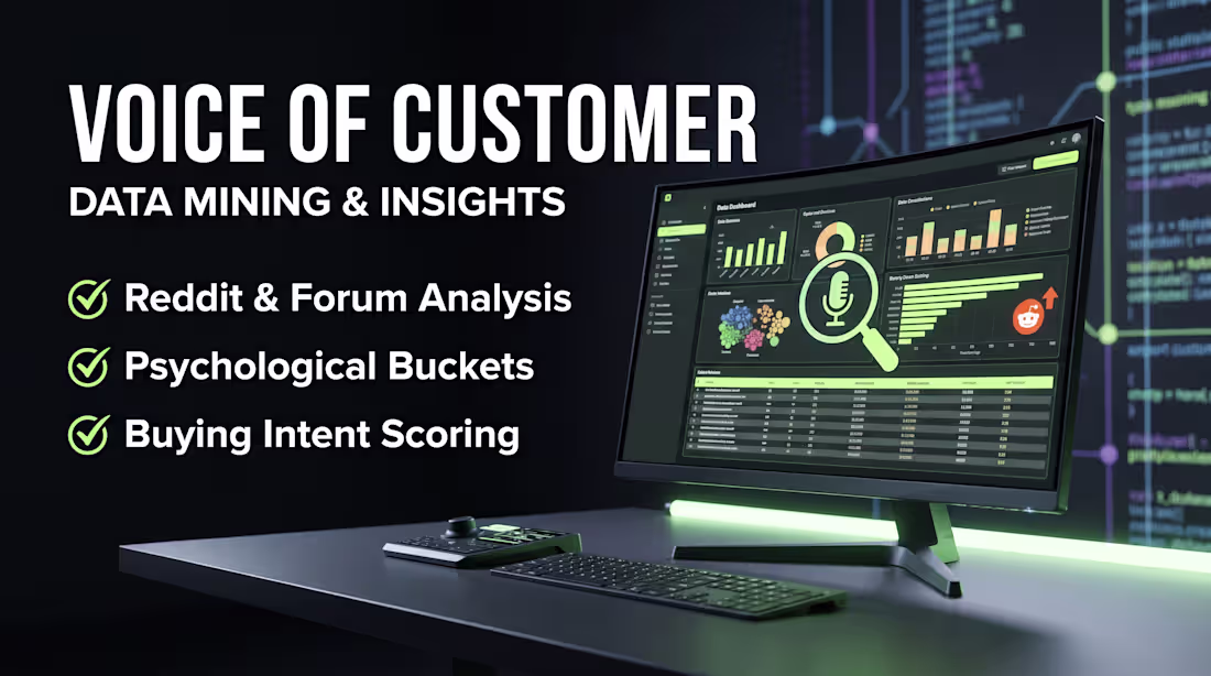 Cover image for I will do deep voice of customer research and reddit pain point 