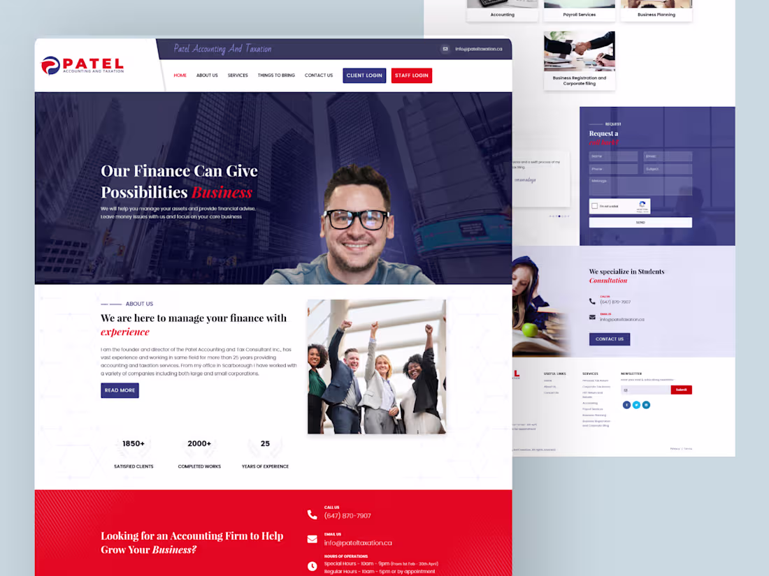 Cover image for Patel Accounting & Taxation – Corporate Finance Website UI/U...