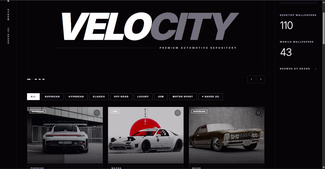 Cover image for Velocity Wallpapers – Premium Automotive Wallpaper Platform
