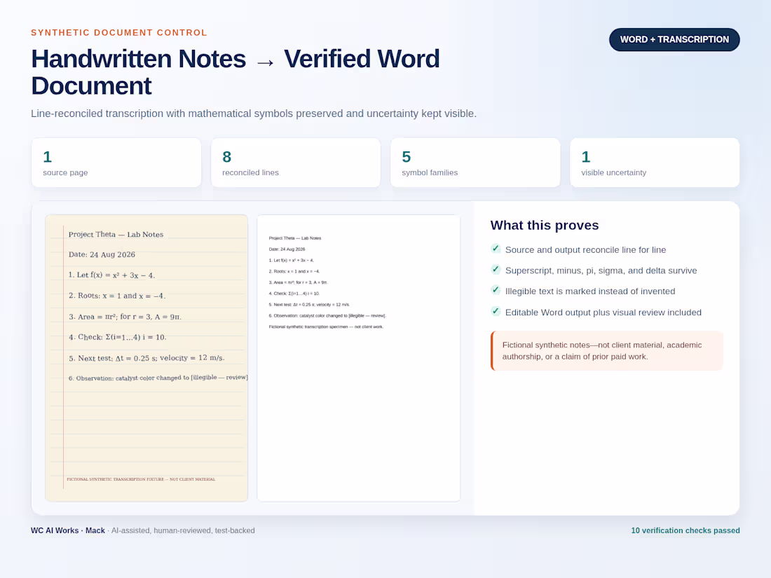 Cover image for Document Transcription & QA Specimen