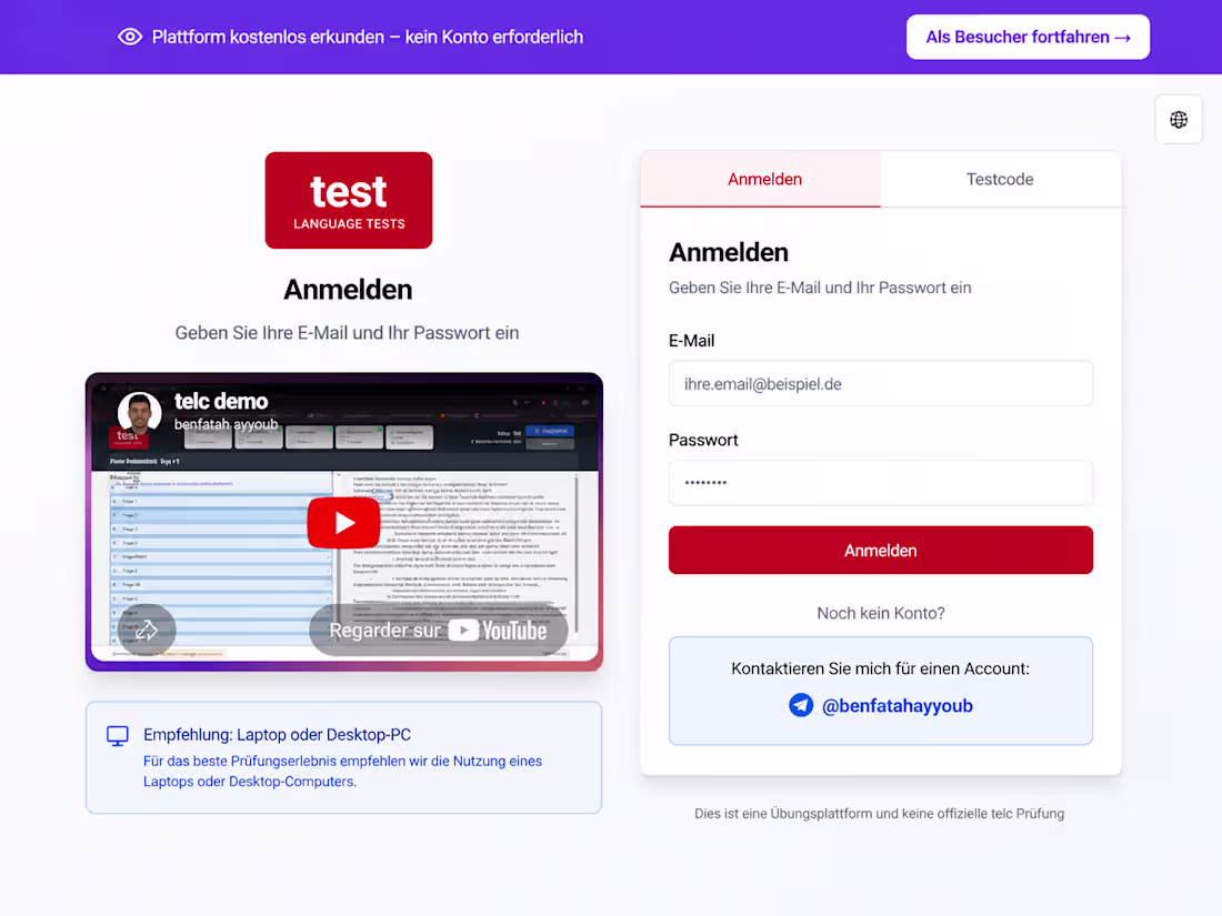 Cover image for German language exam preparation platform