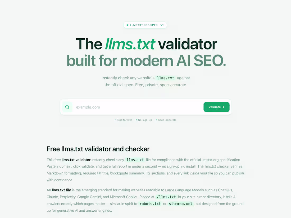 Cover image for The llms.txt Validator is a