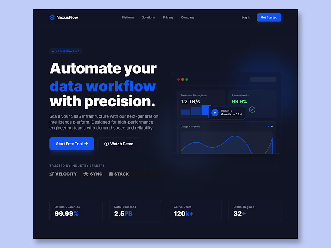 Cover image for  Dark SaaS Landing Page