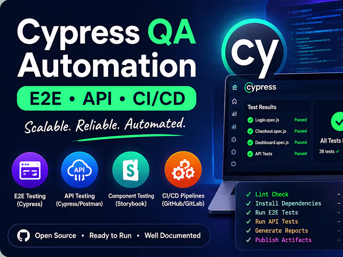Cover image for Cypress E2E & API Testing Framework with CI/CD Automation