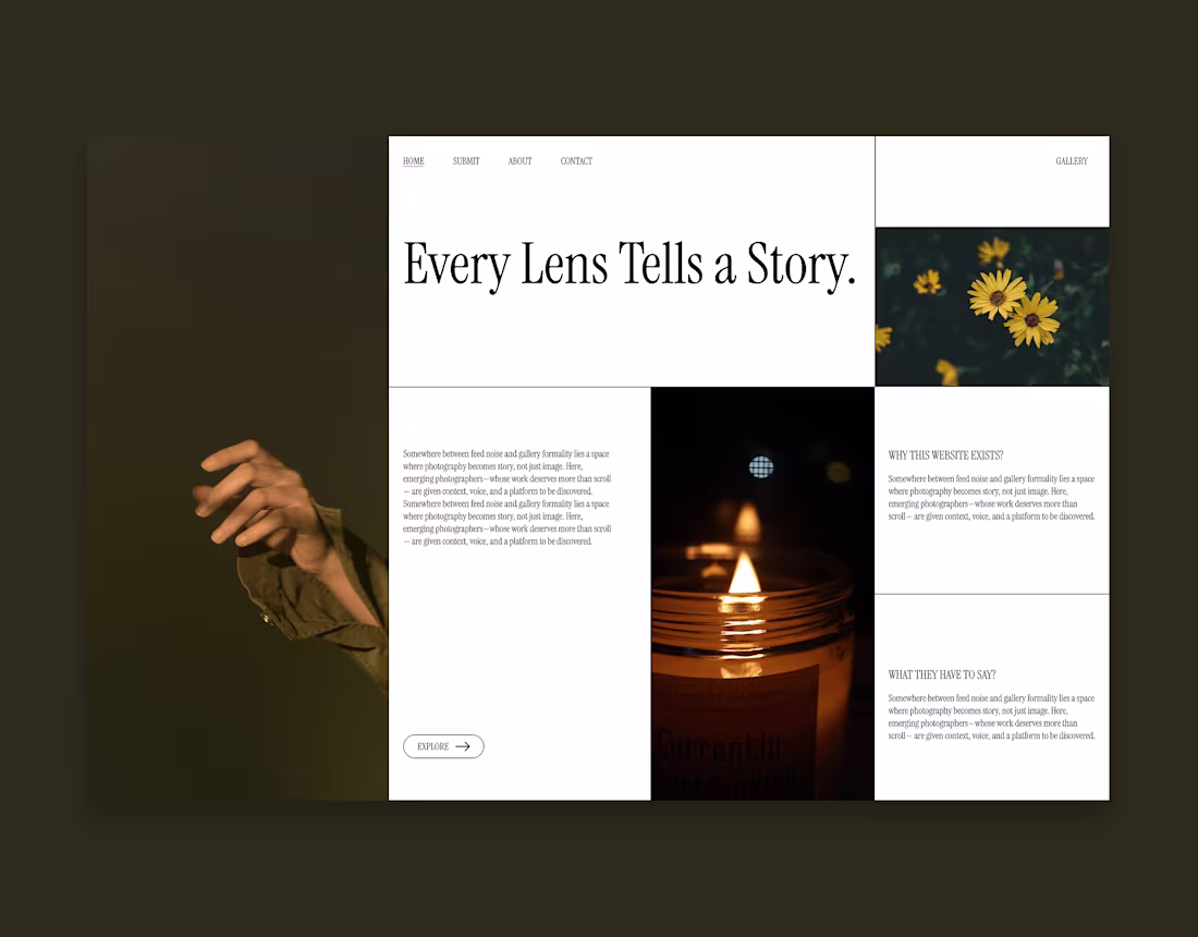 Cover image for Lens — Editorial Photography Website UI/UX Design