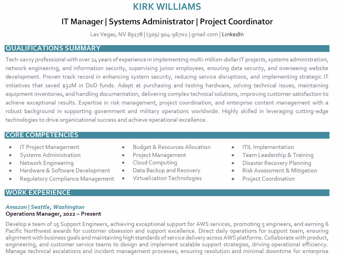 Cover image for Redesigned a 2-page executive resume