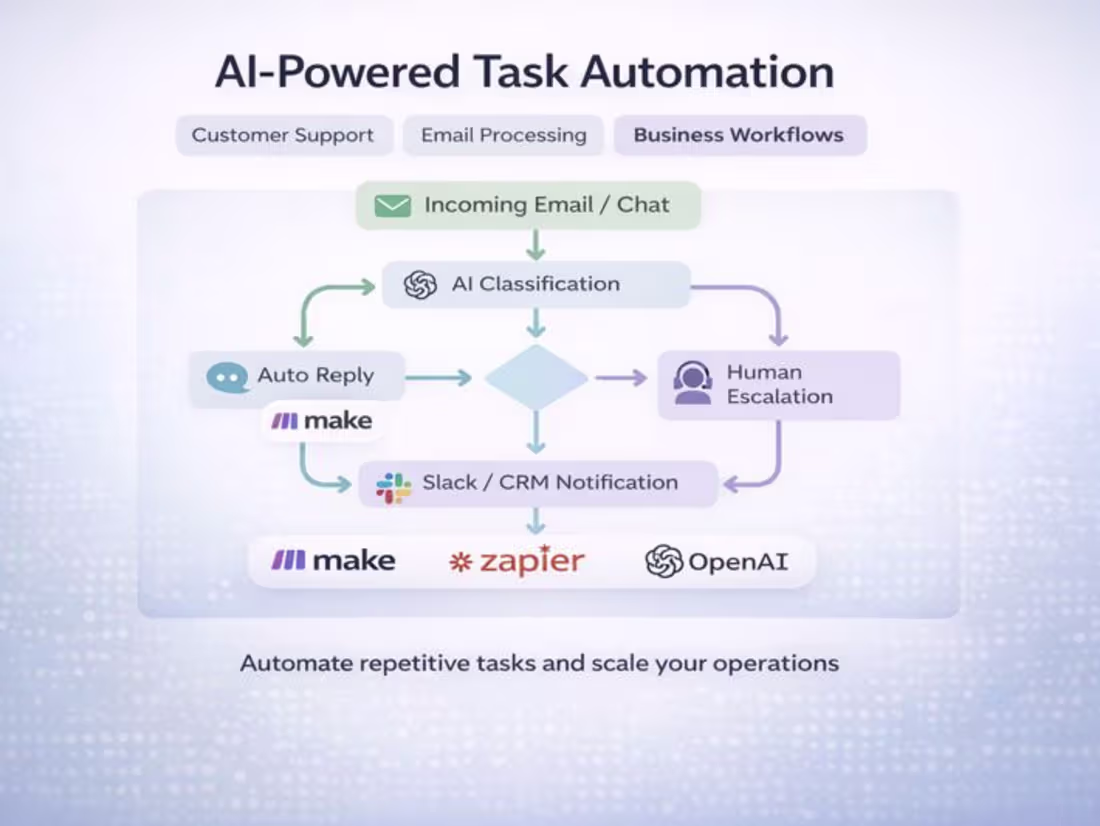 Cover image for Custom AI Automation for Support, Email & Business Workflows