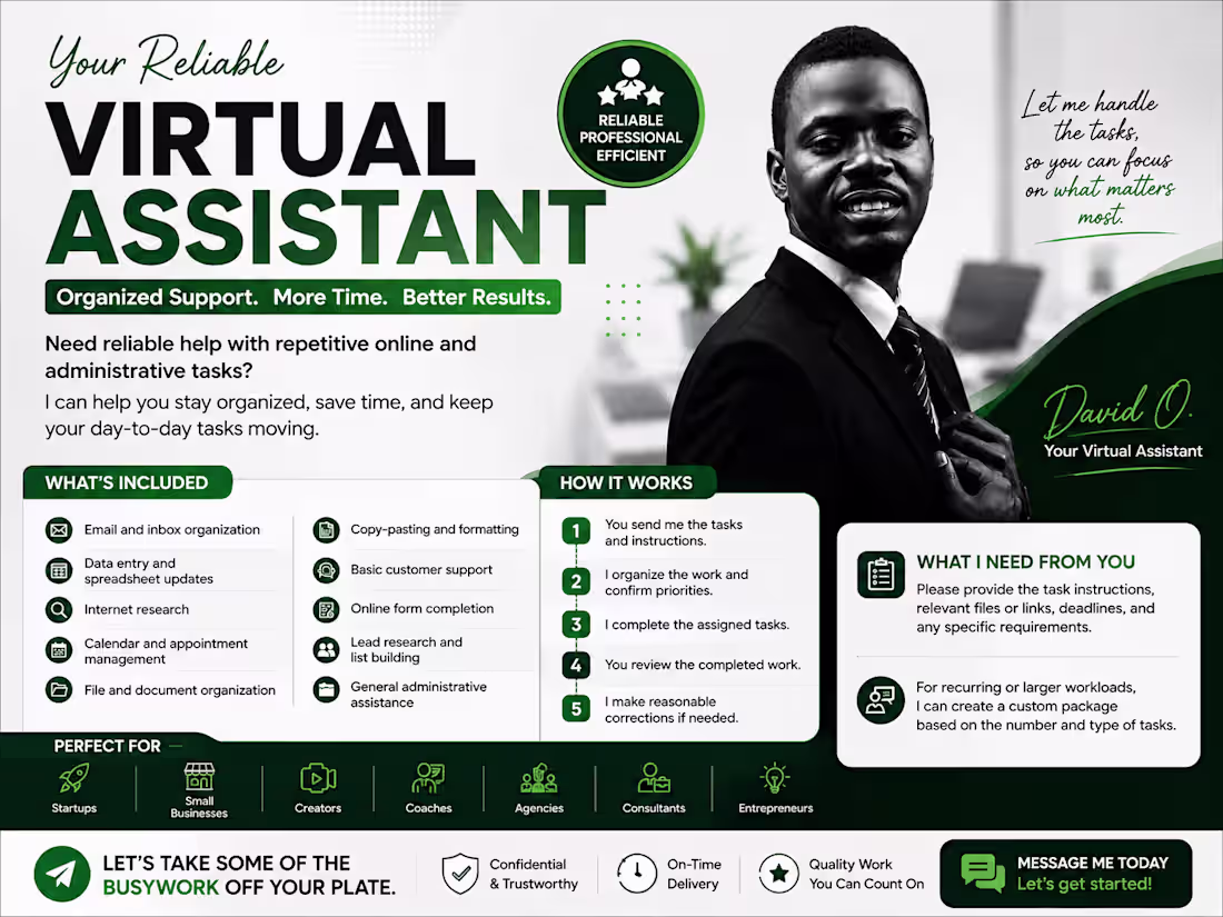 Cover image for Virtual Assistant — Admin & Online Support