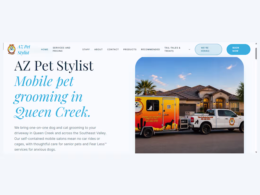 Cover image for AZ Pet Stylist, Mobile Pet Grooming Website Design and Devel...