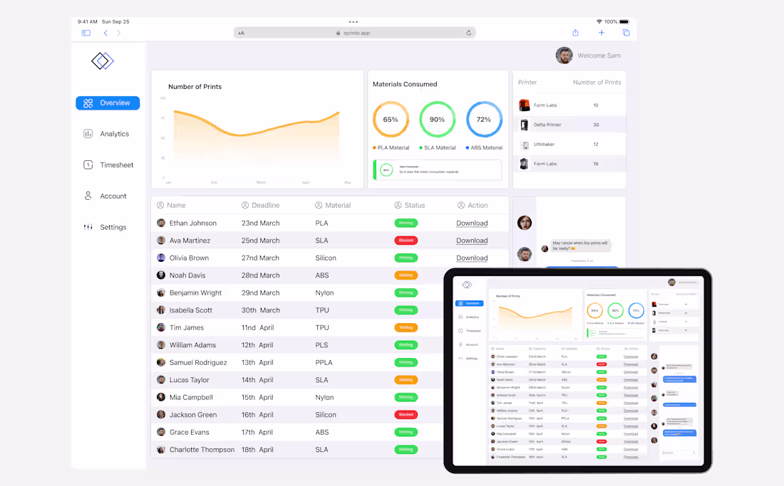 Cover image for 3D printing management app
