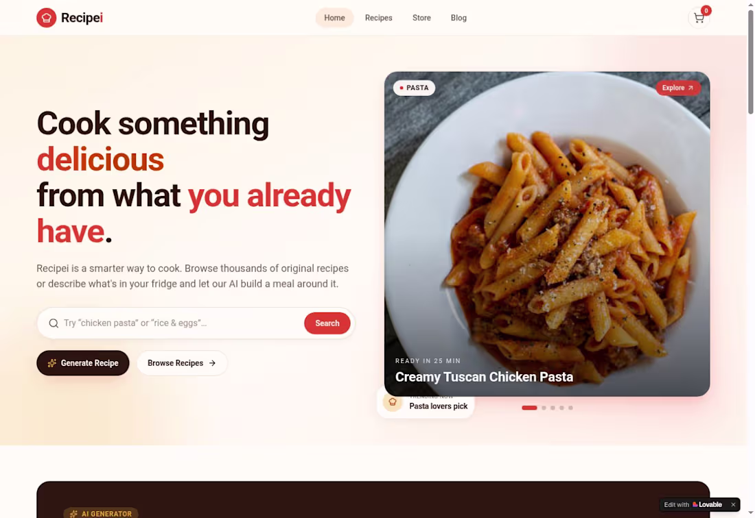 Cover image for Recipei AI Kitchen Smart recipes from what you already have.