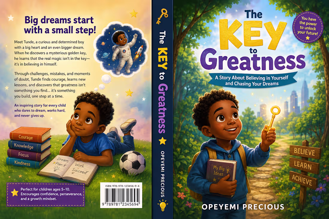Cover image for The Key to Greatness — Children's Book Cover Design
