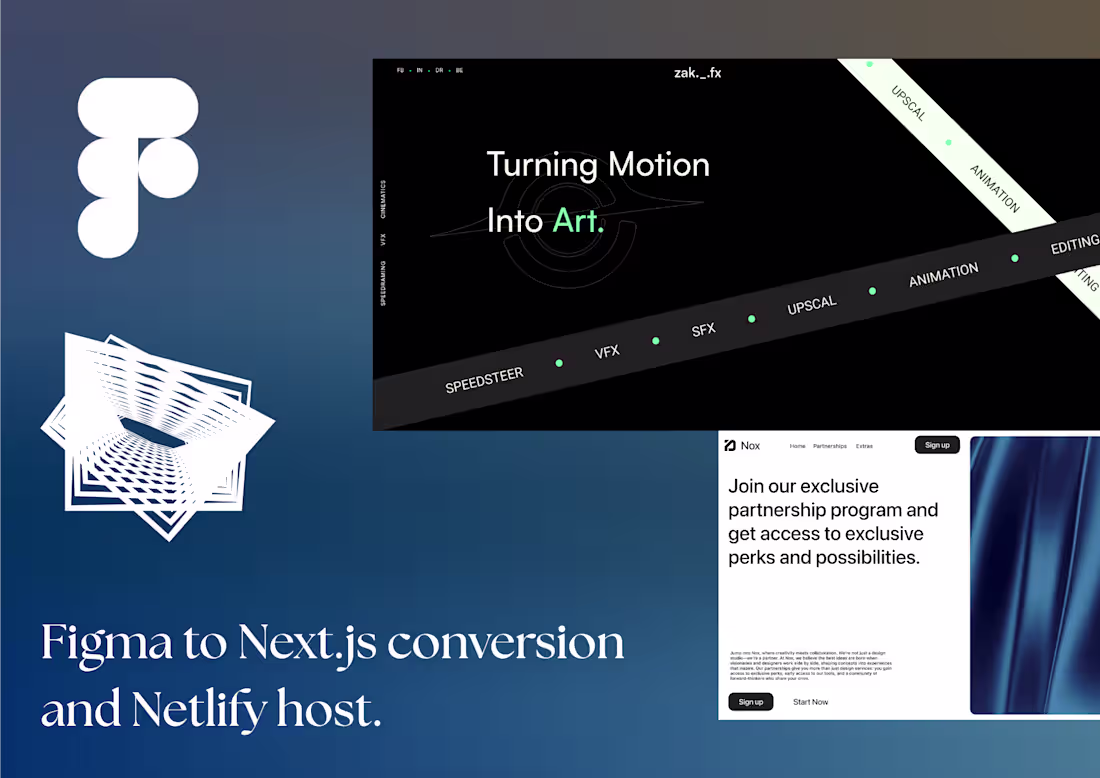 Cover image for Figma to Next.js conversion and Netlify host.