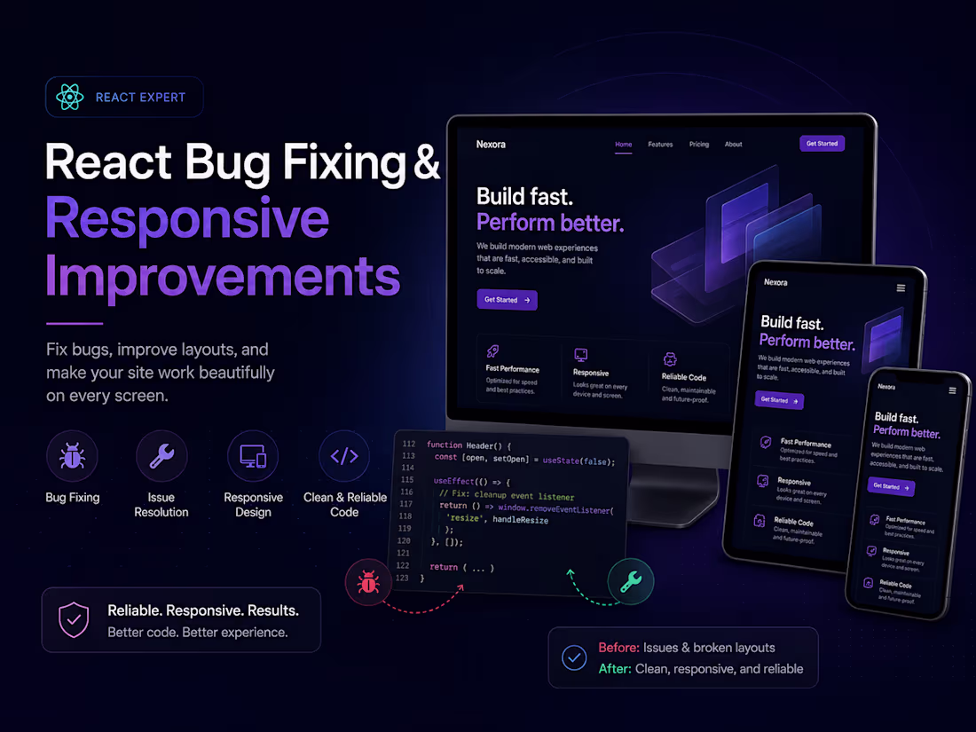 Cover image for React Bug Fixing & Responsive Improvements