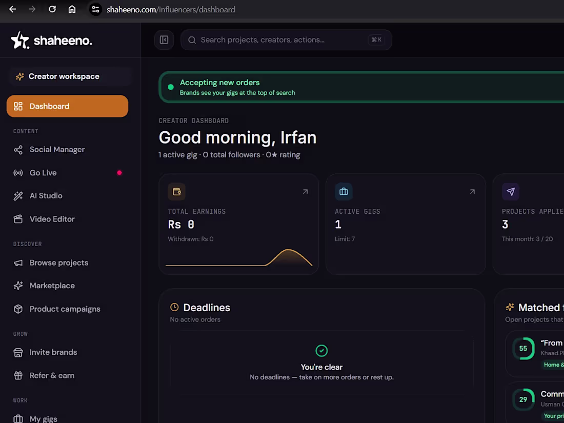 Cover image for :Shaheeno Dashboard