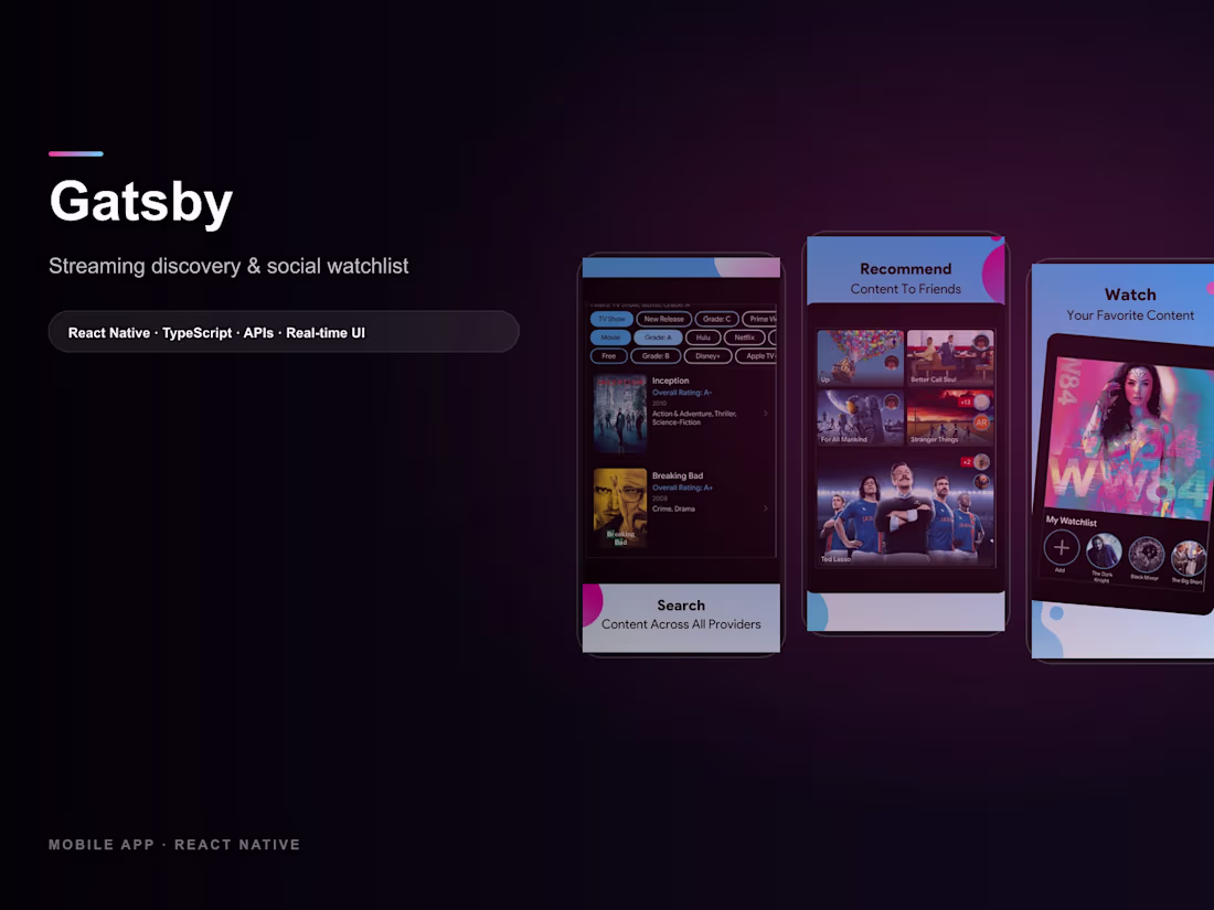 Cover image for Gatsby Entertainment Discovery App Development