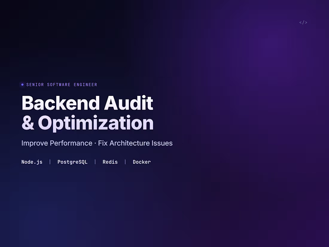 Cover image for Node.js Backend Audit & Optimization