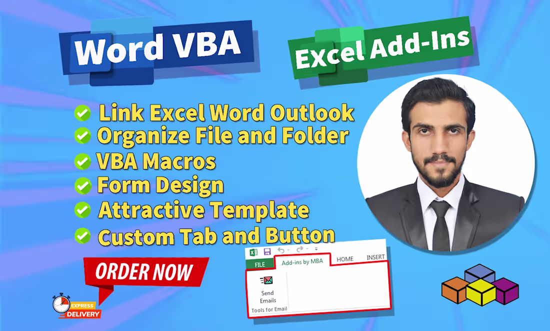 Cover image for Automate excel and word using vba macros for repetitve tasks