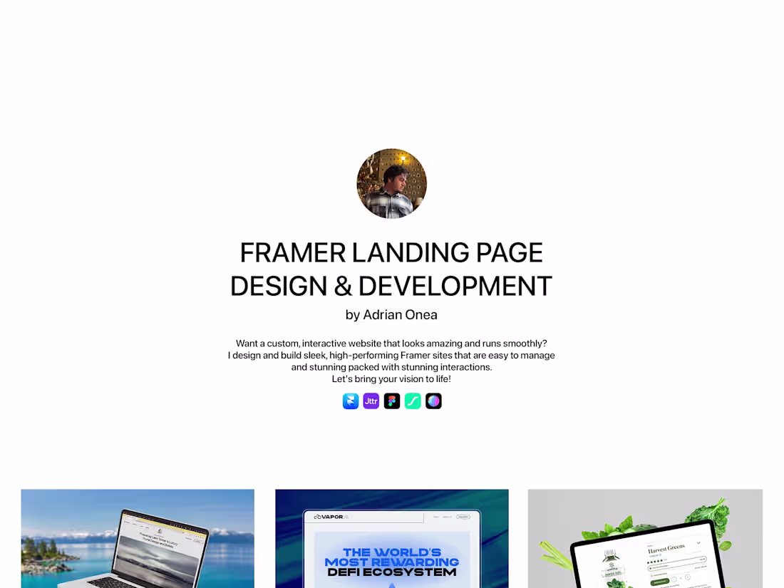 Cover image for Framer • Landing Page Design & Development