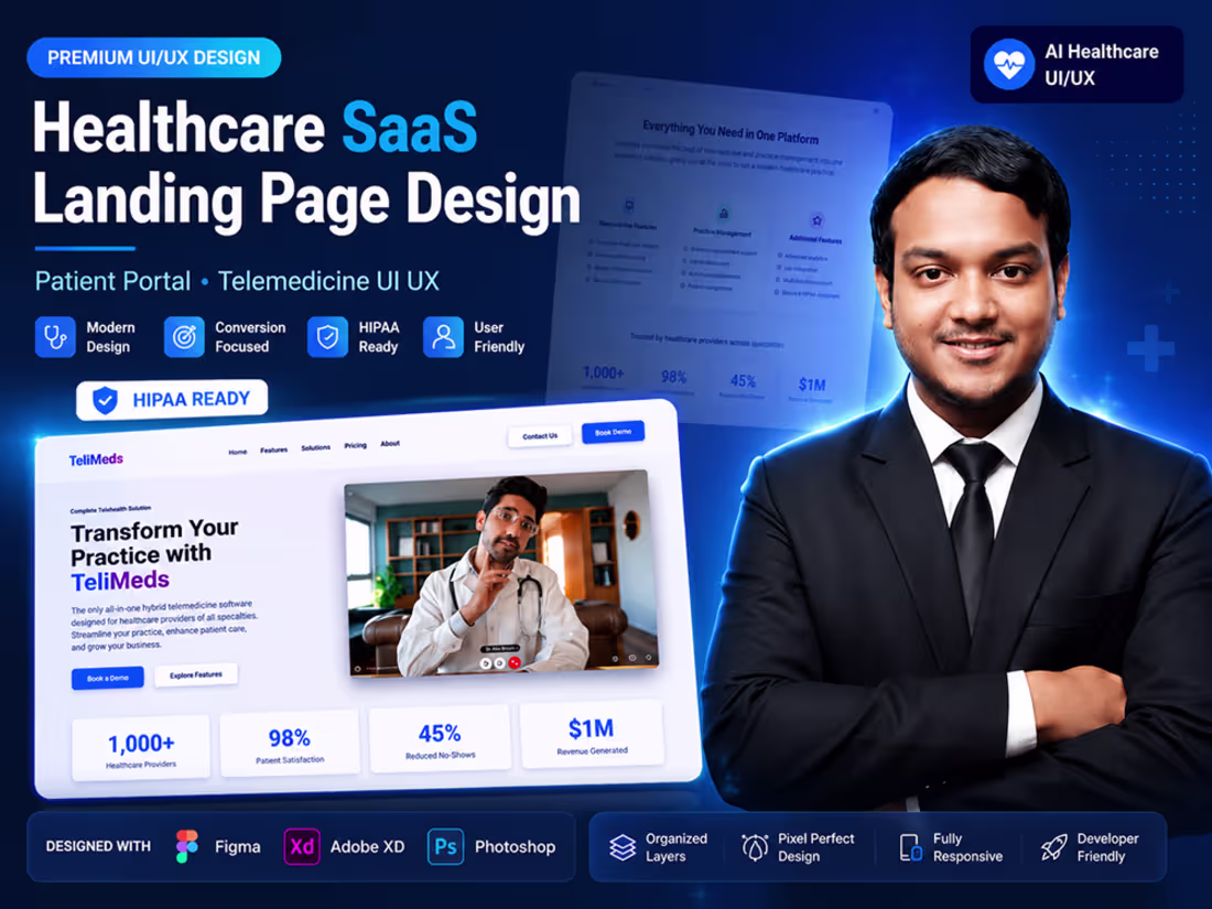 Cover image for You will get Healthcare SaaS, Medical Landing Page UIUX in Figma