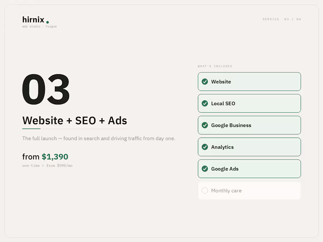 Cover image for Website + SEO + Google Ads — full launch