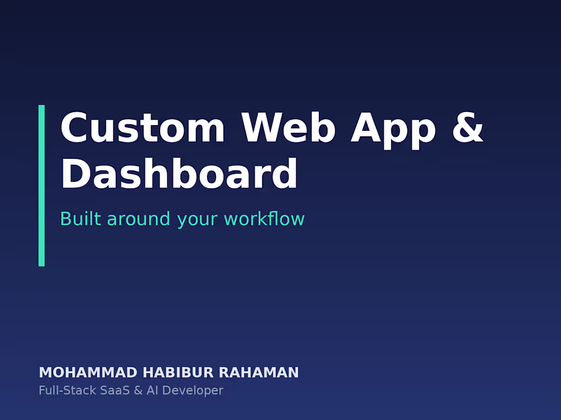 Cover image for Custom Web App or Internal Dashboard Build