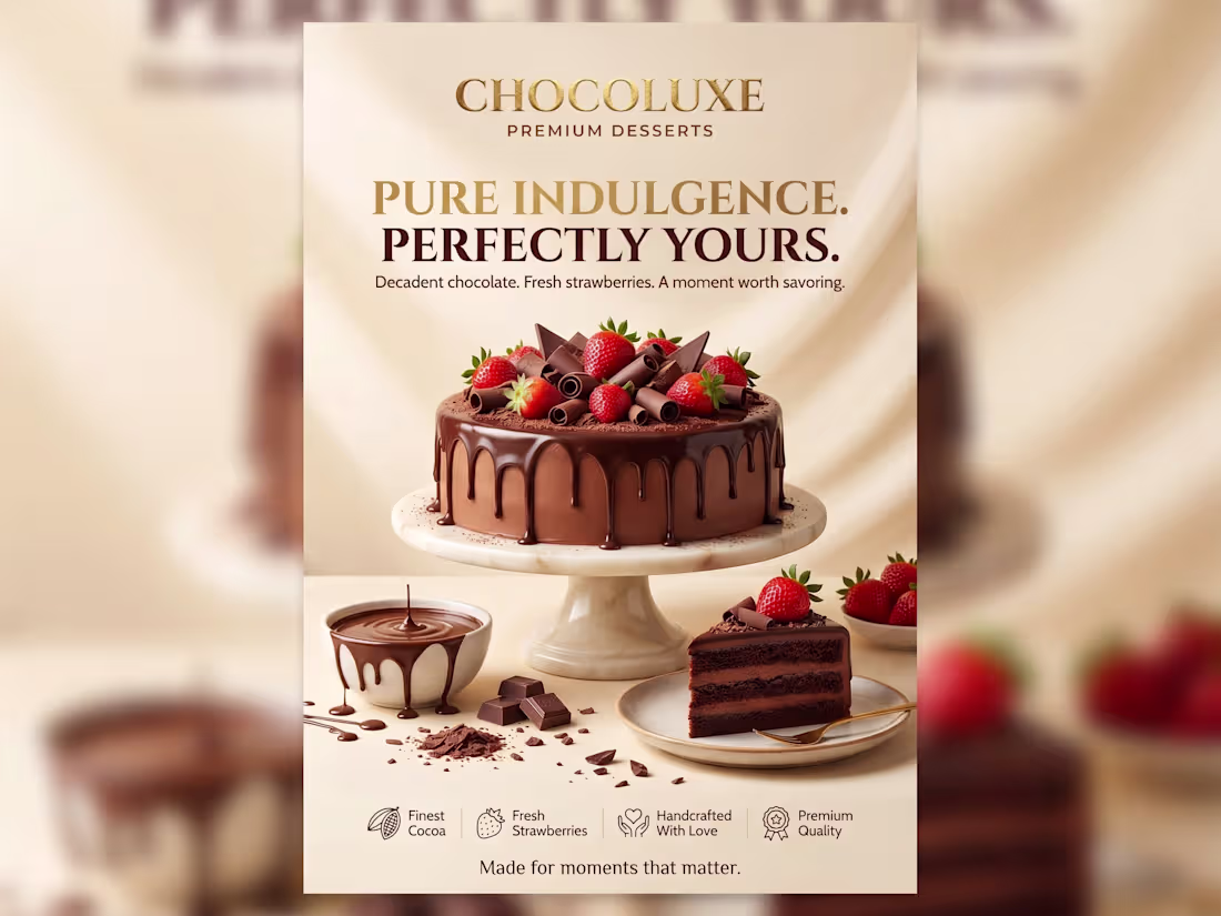 Cover image for Chocolate Cake Dessert Ad (Portfolio)
Experience