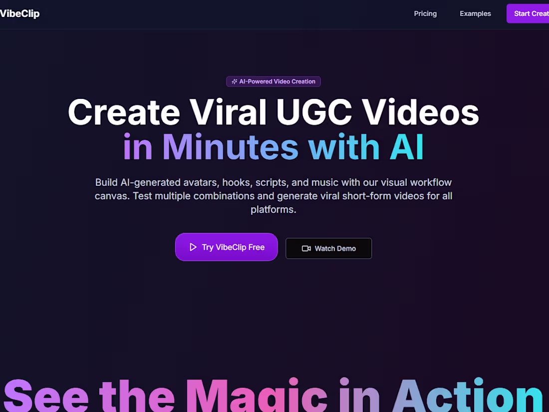 Cover image for VibeClip - Create Viral UGC Video with AI