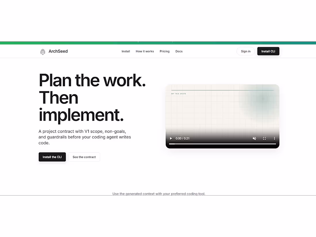 Cover image for Archseed — Project Planning CLI for AI-Assisted Development