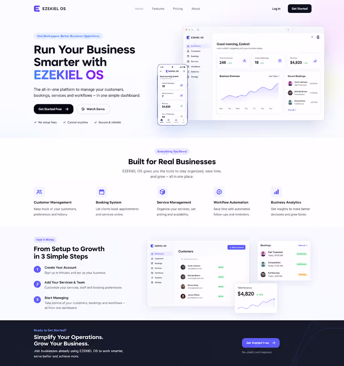 Cover image for Ezekiel OS: Business Management Dashboard Concept