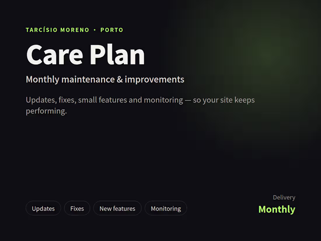 Cover image for Website & App Care Plan: Monthly Maintenance