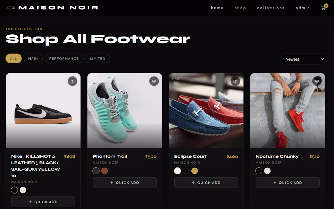 Cover image for Luxury Footwear & Fashion React