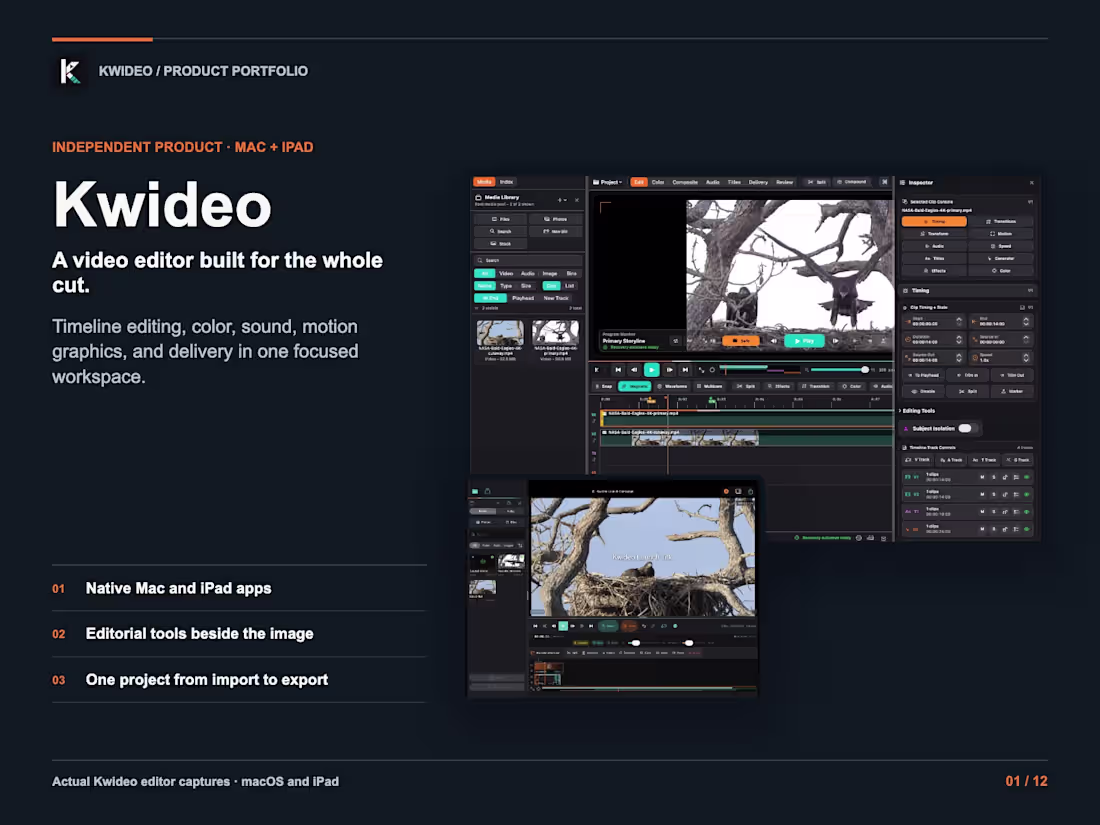 Cover image for Kwideo: Native Video Editor for Mac and iPad