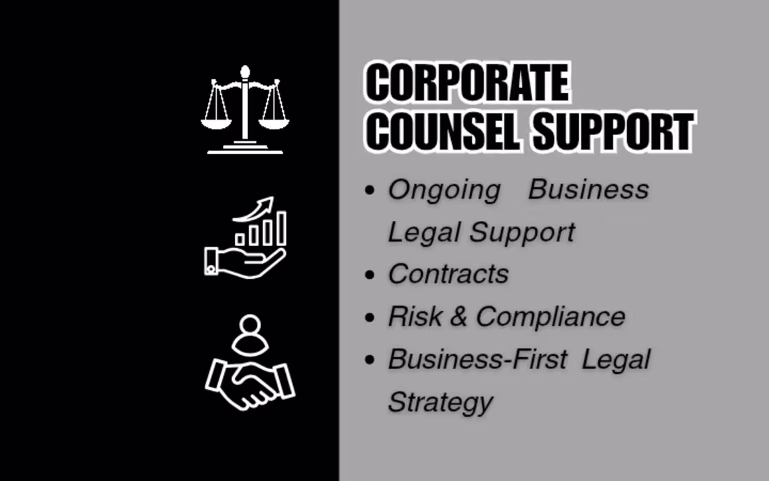 Cover image for Corporate Legal Operations & Advisory Support for your team!