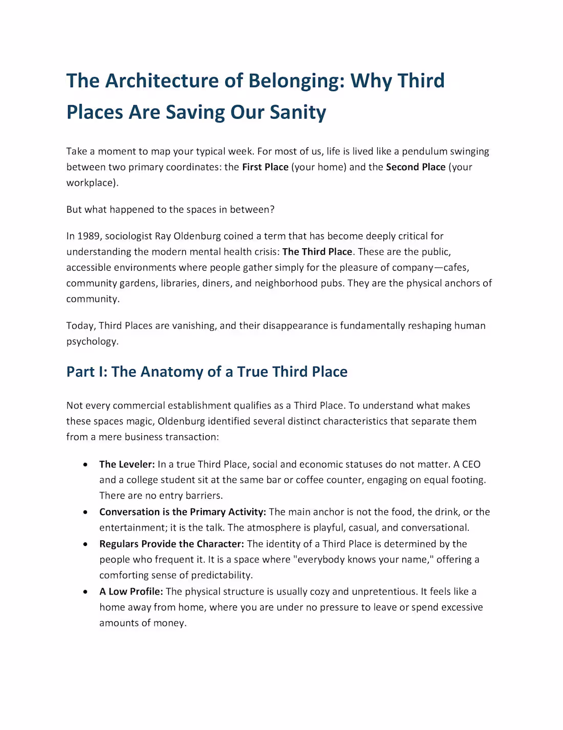 Cover image for Exploring the Vital Role of 'Third Places' in Mental Well-being