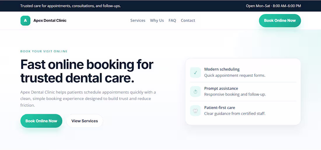 Cover image for Apex Dental Clinic – Static