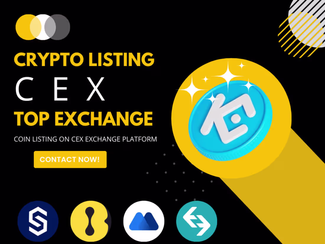 Cover image for coin listing on cex exchange, mexc, lbank, kucoin, coinstore