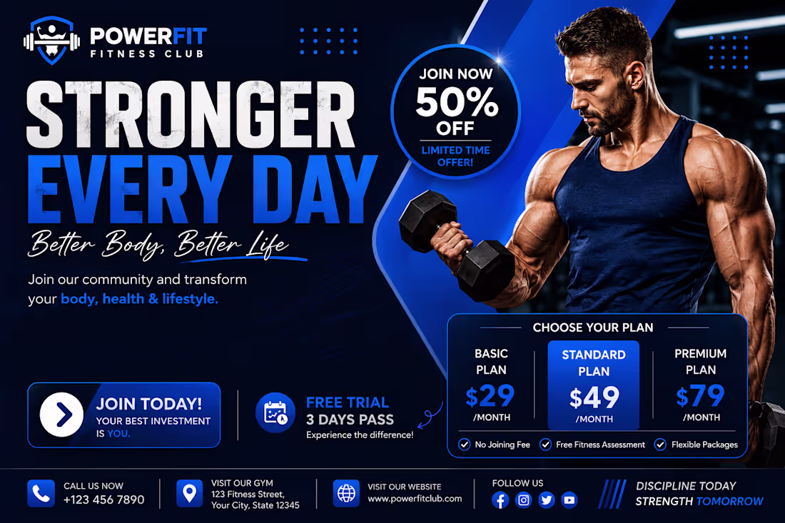 Cover image for Modern Gym Membership Promotional Flyer