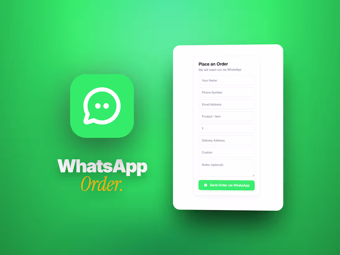 Cover image for WhatsApp Order Form Plugin for Framer | Product Design & Build