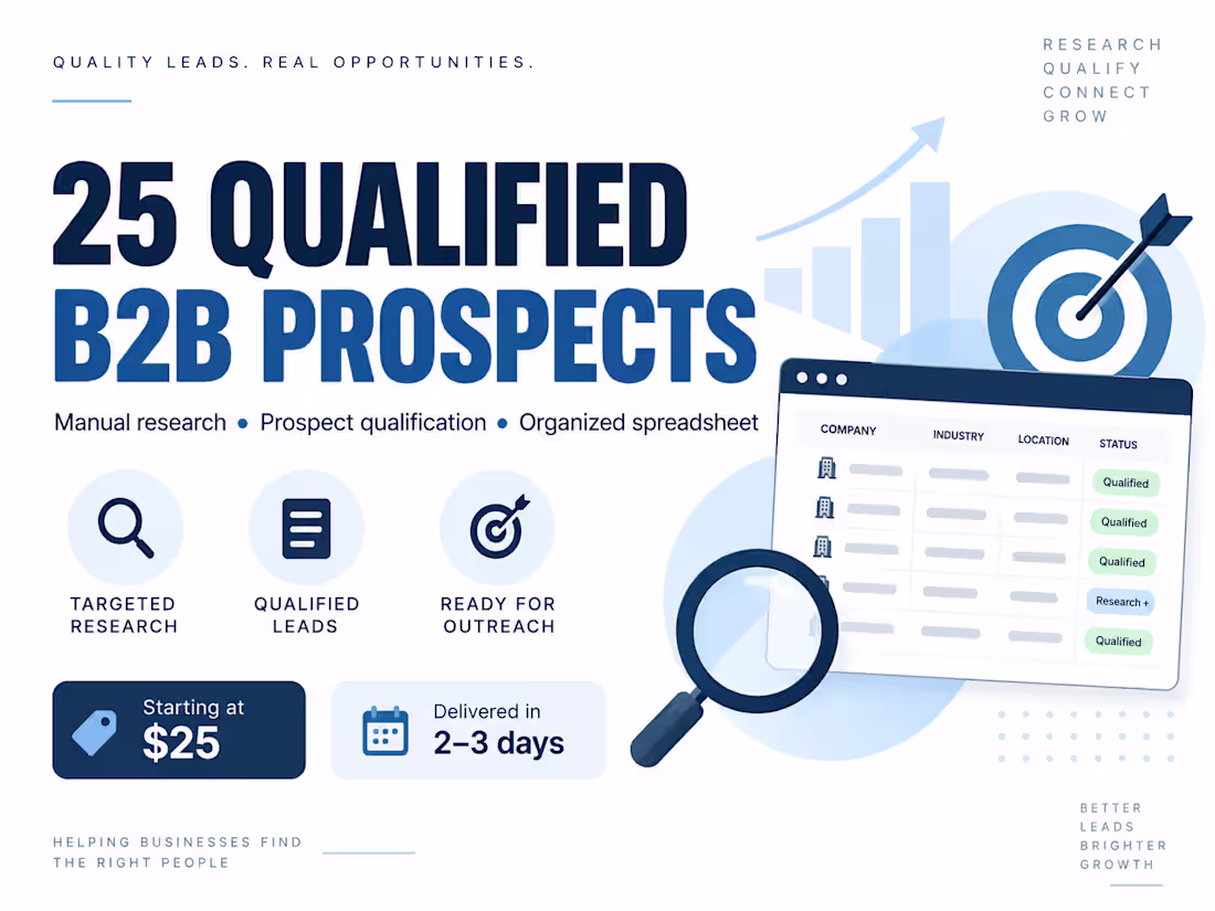 Cover image for 25 Qualified B2B Prospects