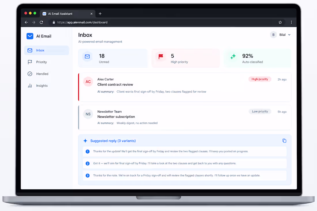 Cover image for Title: AI-Powered Email Management System
Built