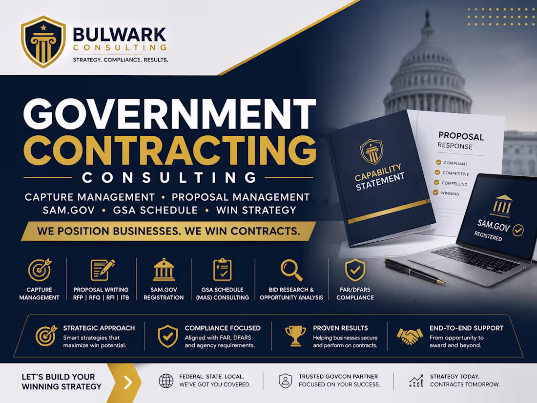Cover image for GovCon Consulting | SAM.gov | GSA | Proposals | Capture Manager