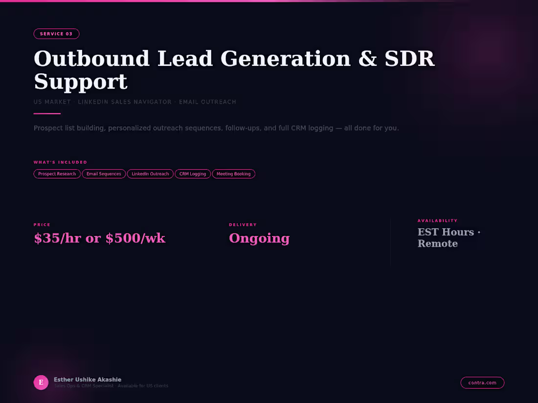Cover image for Outbound Lead Generation & SDR Support — US Market