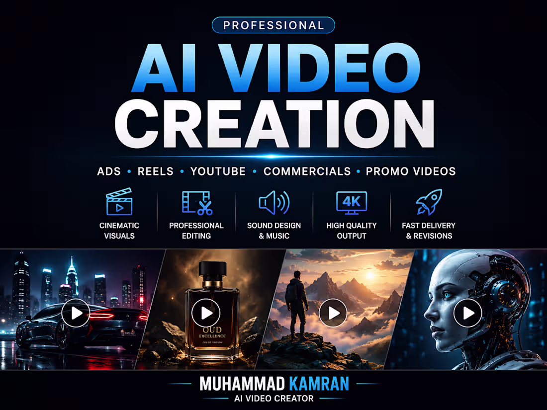 Cover image for  Cinematic AI Videos for short films,Brands, Products & Social 