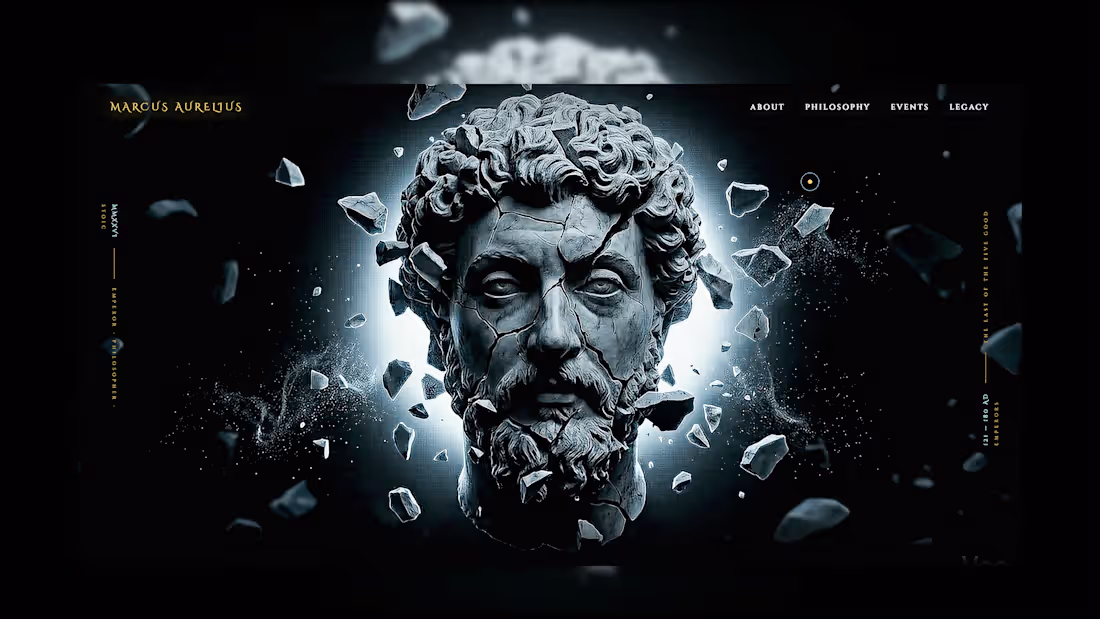 Cover image for Marcus Aurelius — Cinematic Dark UI/UX 2026