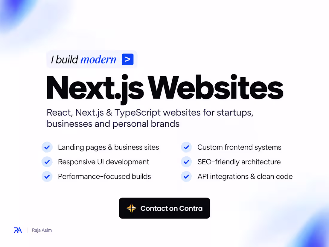 Cover image for Modern React & Next.js Website Development