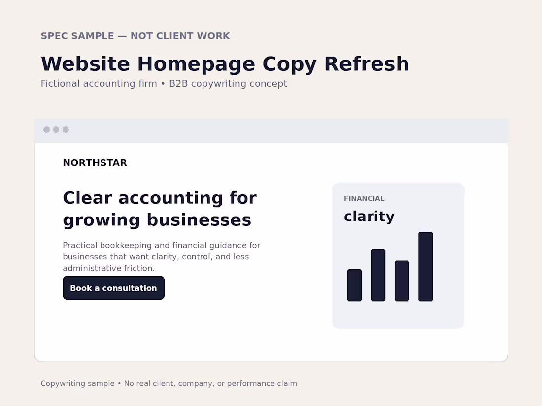 Cover image for SPEC SAMPLE — NOT CLIENT